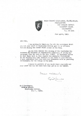 Letter of thanks from the Military