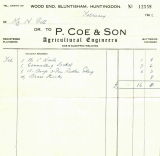 Coe & Son Invoice 1962  (Norman Gill)