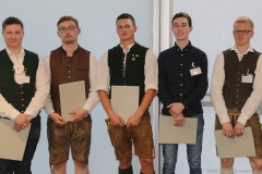 Johann Reichhold, Michael Schleicher, Florian Eder,  Simon Wohlschläger, Cornelius Drescher (von li. nach re.), Brauermeisterschaft in der Berufsschule für Braugewerbe in München 2019