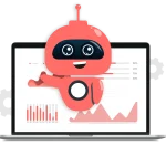 AI robot analyzing data analytics dashboard – BI4YOU digital transformation