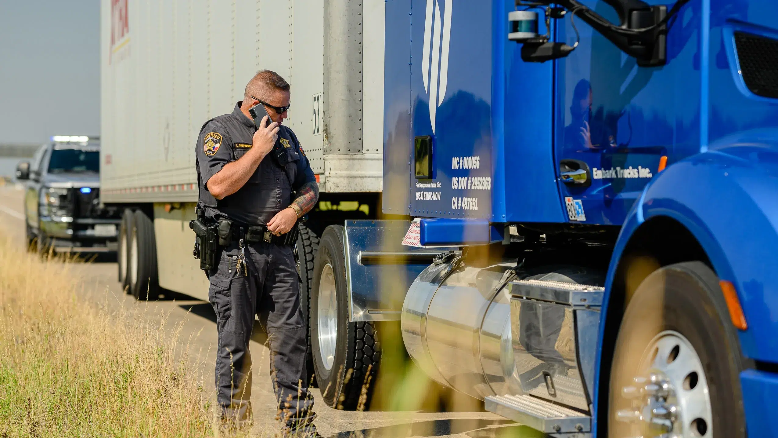 DOT officer inspects