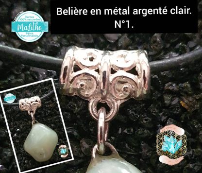 Attache, belière N°1 en métal argenté clair création MaLitho de chez Bijoux, pierres et bien-être.