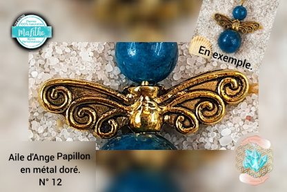 Aile d'ange dorée papillon personnalisée N° 12 création MaLitho de chez Bijoux, pierres et bien-être