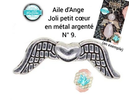 Aile d'ange personnalisée N° 9 joli petit cœur création MaLitho de chez Bijoux, pierres et bien-être