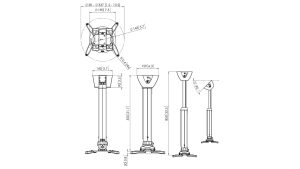 Vogels PPC1555-Plafondbeugel-Tot15kg-Afmetingen