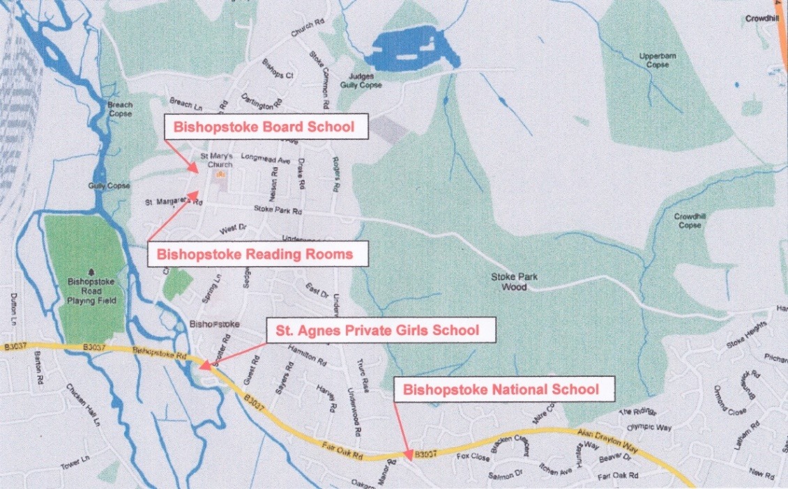 C:\Documents and Settings\Chris\My Documents\My Pictures\Bishopstoke History Society\Bishopstoke and Eastleigh Schools (124)\Bishopstoke Schools Location Map.jpg