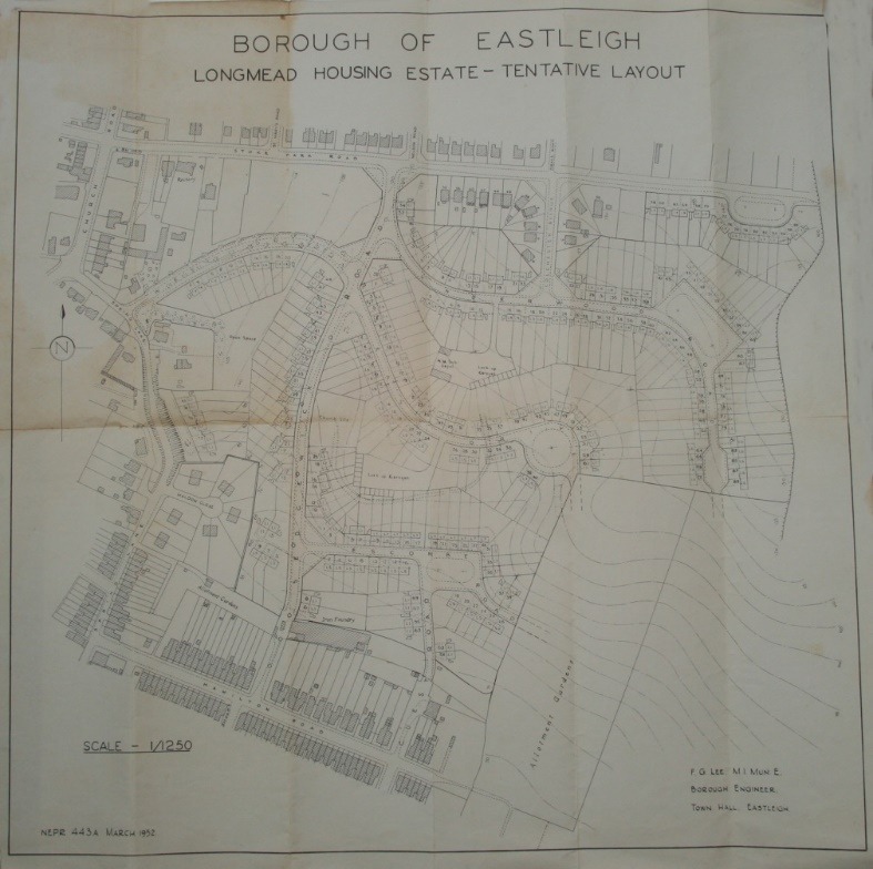 C:\Documents and Settings\Chris\My Documents\My Pictures\Bishopstoke History Society\Longmead House (33)\Longmead Housing Estate Tentative Layout 1952.jpg