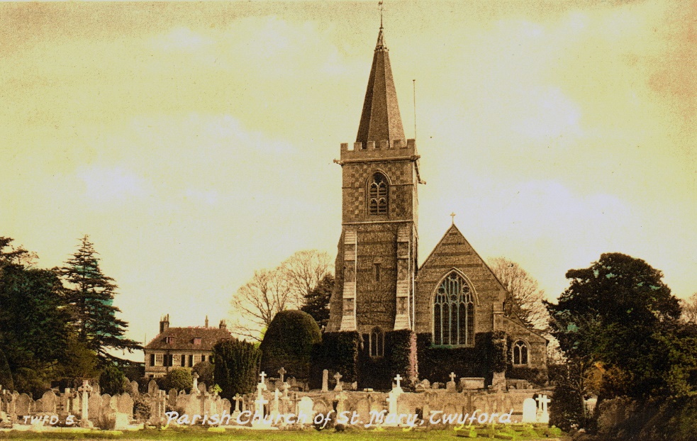 A cemetery with a church Description automatically generated with medium confidence