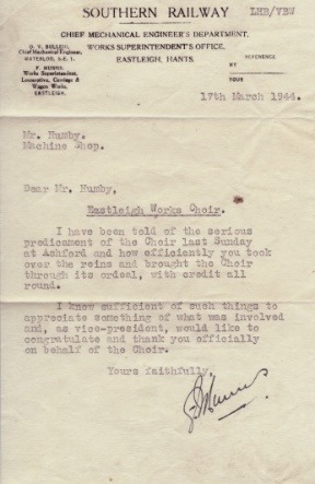 C:\Documents and Settings\chris\My Documents\My Pictures\Humby History\W.C. Humby\Southern Railway - Eastleigh Works Choir - letter of thanks.jpg