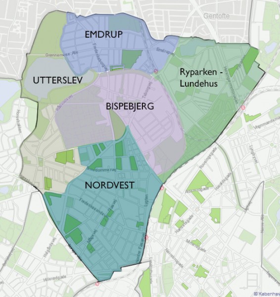 Bispebjerg bydel - kvarterer (kort)