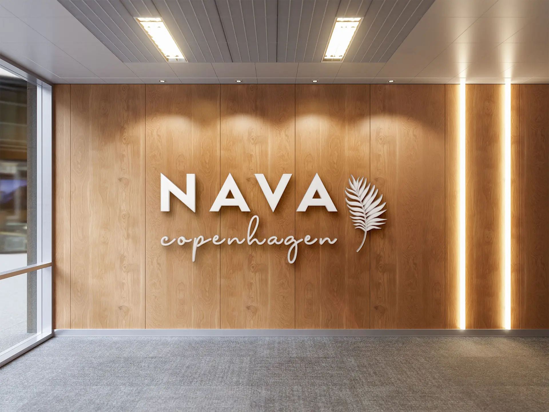 Nava Copenhagen logo på et kontor