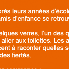 Quatre amis se réunissent et parlent de leurs fils