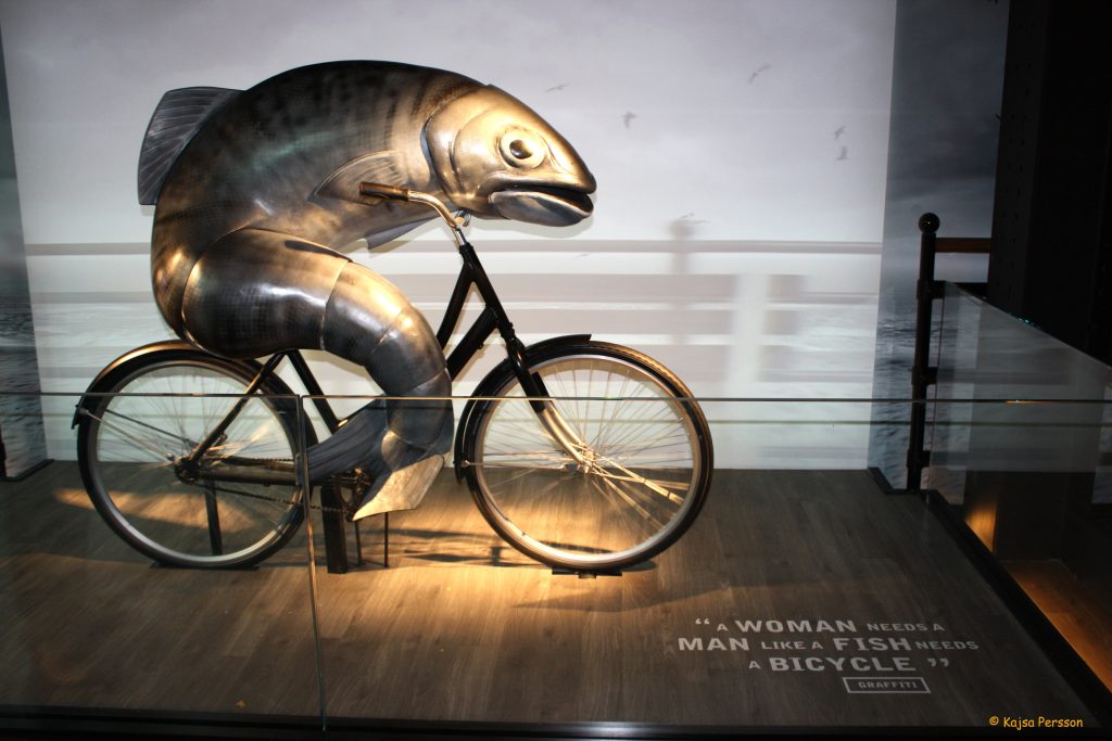 A Woman needs a man like a fish needs a bicycle reklam hos Guinness