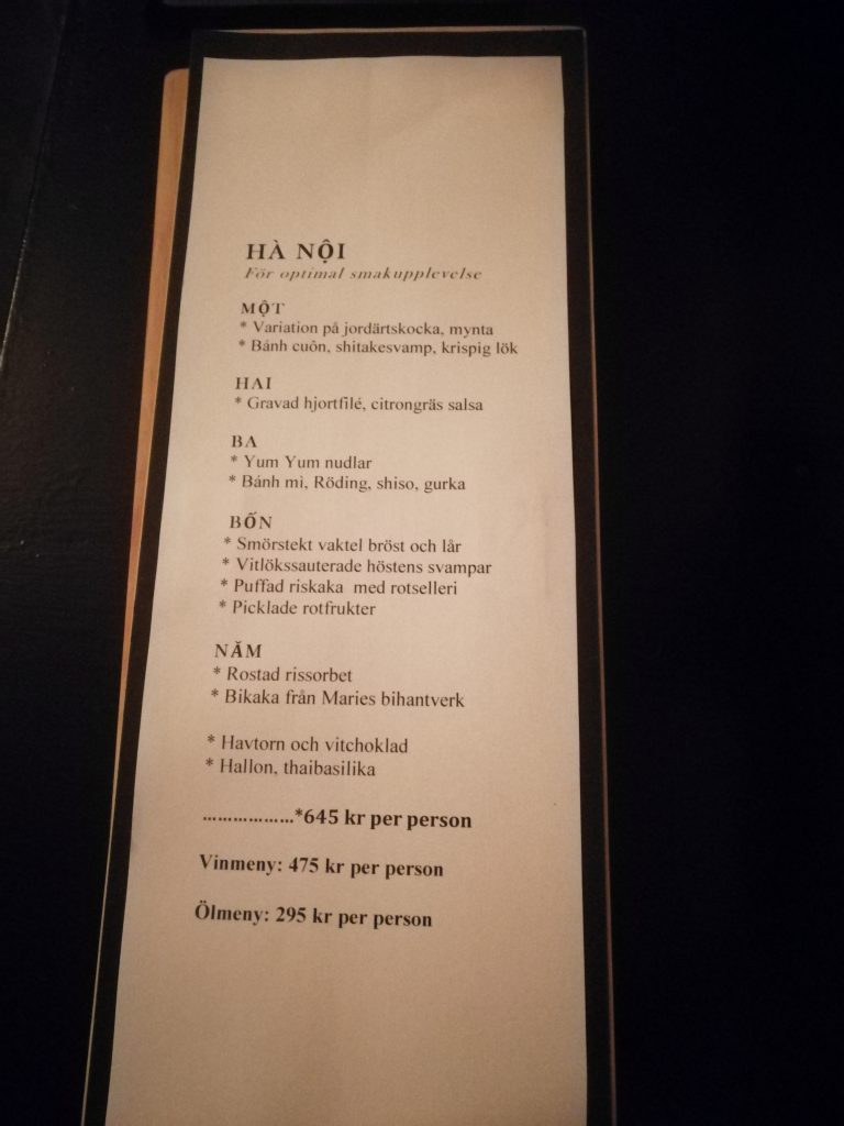 Kvällens meny på restaurang Que Malmö