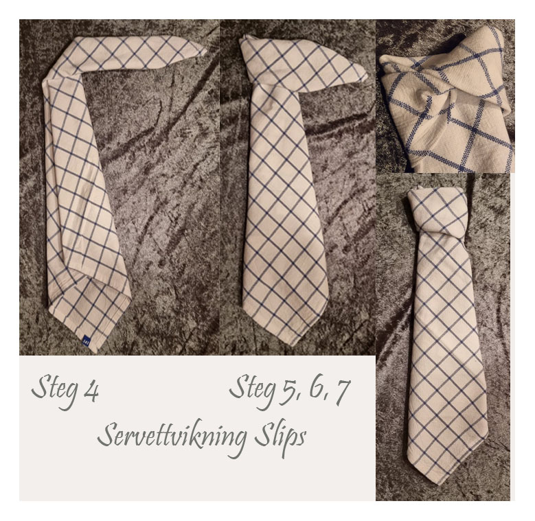 Sista fyra stegen för att vika en slips av en servett
