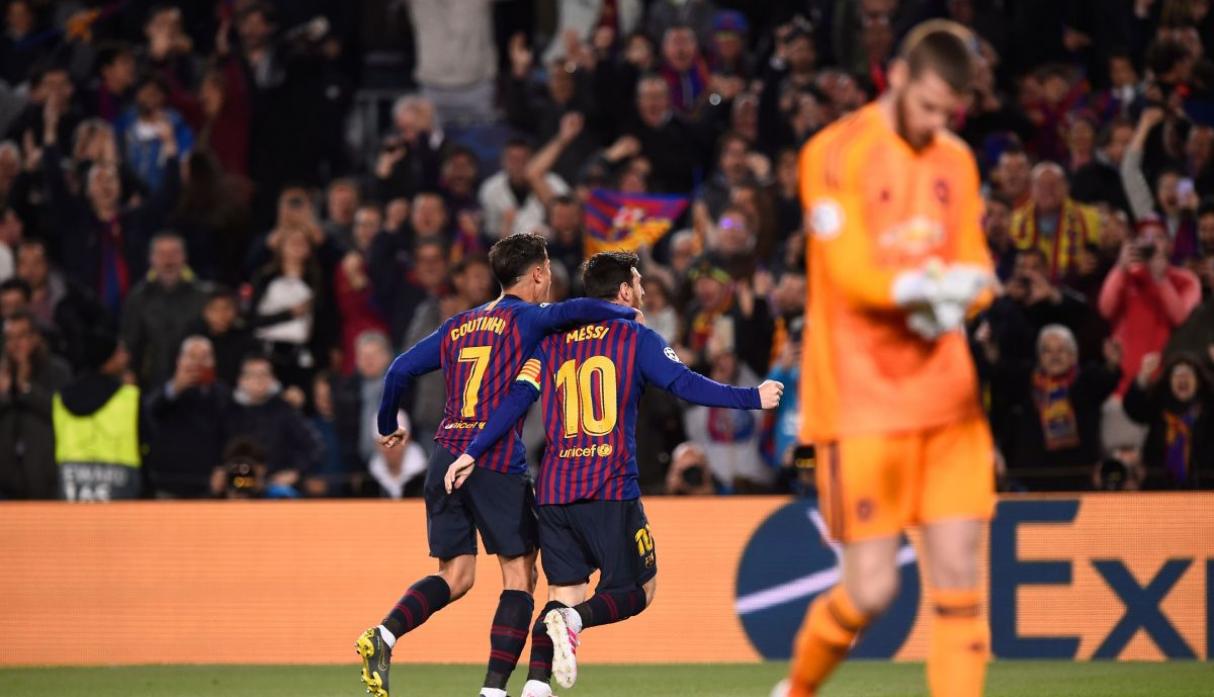 Barcelona during their victory against Manchester United / AFP