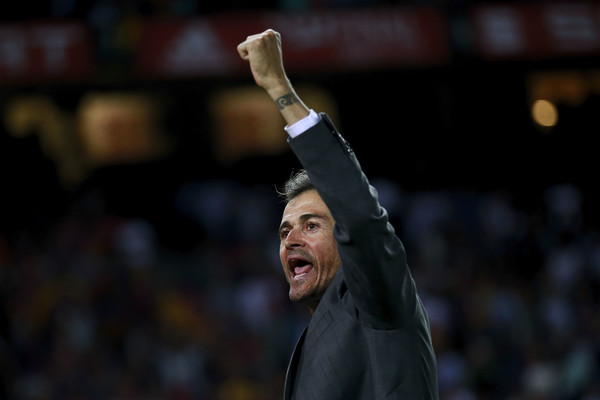 Luis Enrique celebrates as Barcelona's coach / GONZALO ARROYO MORENO/ GETTY IMAGES EUROPE