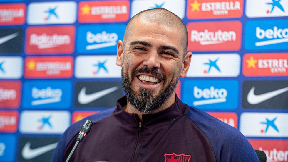 Víctor Valdés during his first press conference during his time at Barça / GERARD FRANCO/MUNDO DEPORTIVO