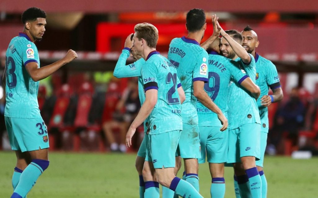 Team celebration during the clash between Barça and Mallorca / MIGUEL RUIZ/FCBARCELONA