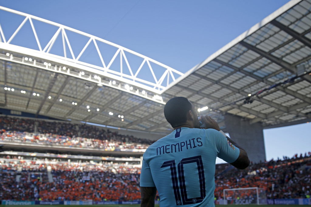 Memphis Depay looking on prior to the UEFA Nations League final in 2019 / DEAN MOUHTAROPOULOS/GETTY IMAGES EUROPE