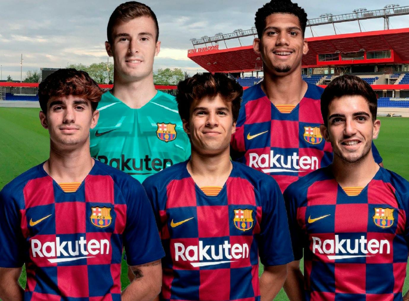 Iñaki Peña, Ronald Araújo, Álex Collado, Riqui Puig and Dani Morer