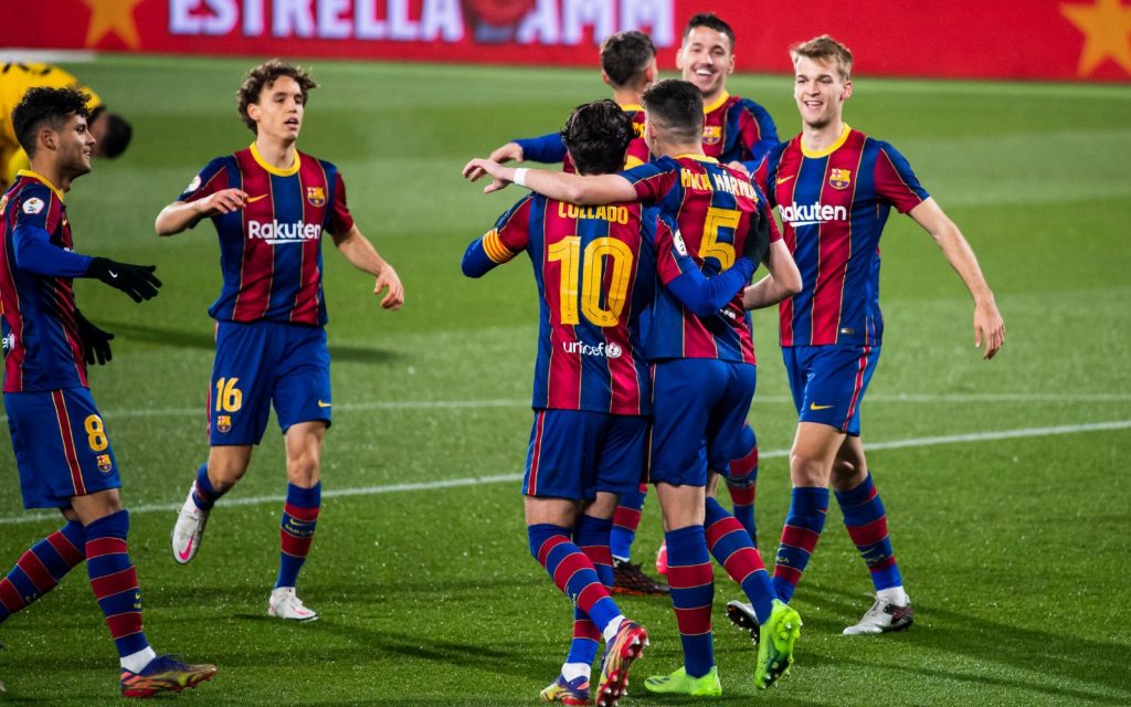 Collado celebrates a goal with the team / FC Barcelona B