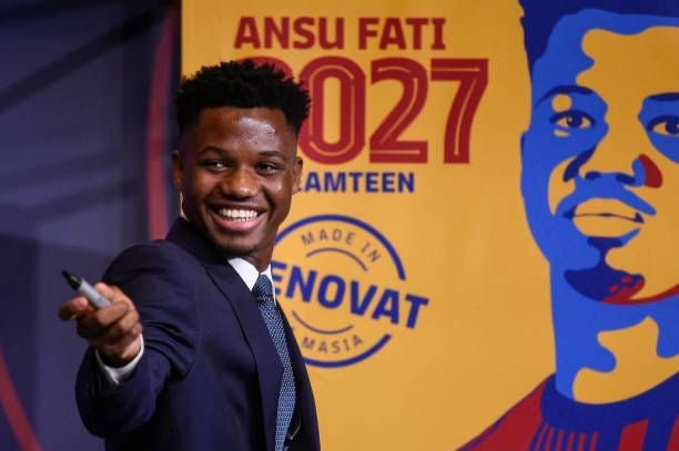 Ansu Fati during the press conference of his contract renewal / JOSEP LAGO / AFP VIA GETTY IMAGES