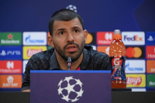 Sergio 'Kun' Aguero during today's press conference / LLUIS GENE /AFP VIA GETTY IMAGES