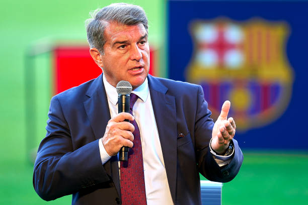 Joan Laporta, president of FC Barcelona at the Camp Nou in 2021 / PEDRO SALADO/QUALITY SPORT IMAGES via GETTY IMAGES