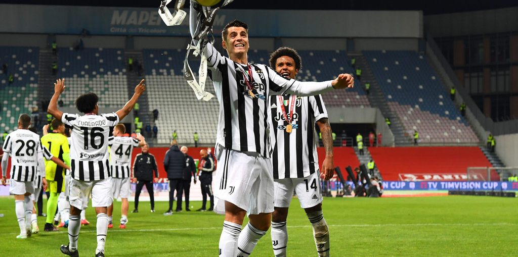 Álvaro Morata celebrating the TIMVISION Cup with Juventus/CLAUDIO VILLA/GETTY IMAGES EUROPE