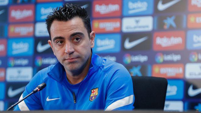 Xavi during a press conference/ SPORT