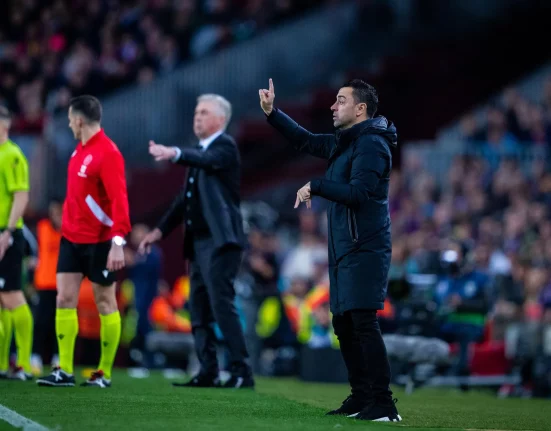 Barcelona head coach, Xavi, on the sidelines for the Clásico on March 19 / FC BARCELONA