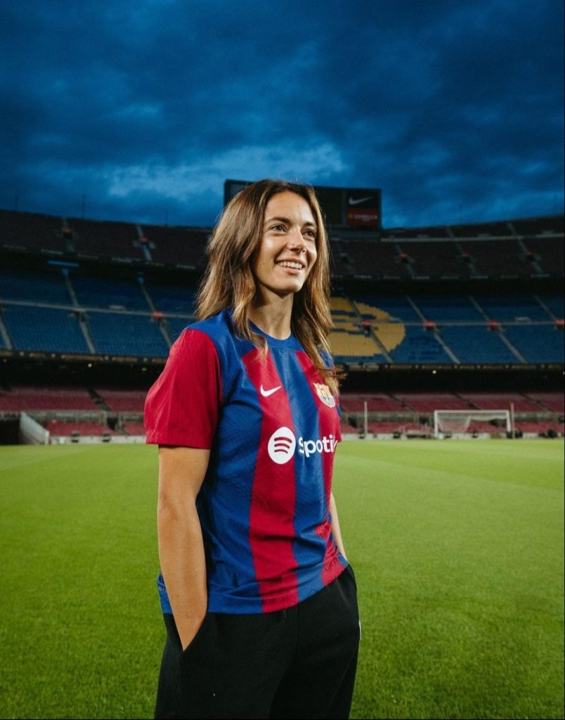 Aitana Bonmatí standing in Spotify Camp Nou. Photo credit: FC Barcelona.