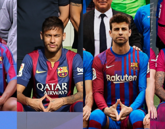 The traditional triangle being done in various team photos / Mundo Deportivo