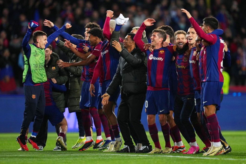 Barcelona players celebrating there win over Napoli / Getty Images