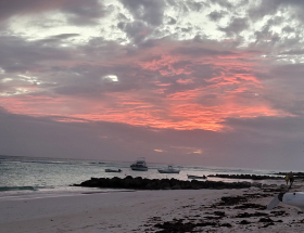 Picture of a clouded sunset on a beach in Barbados