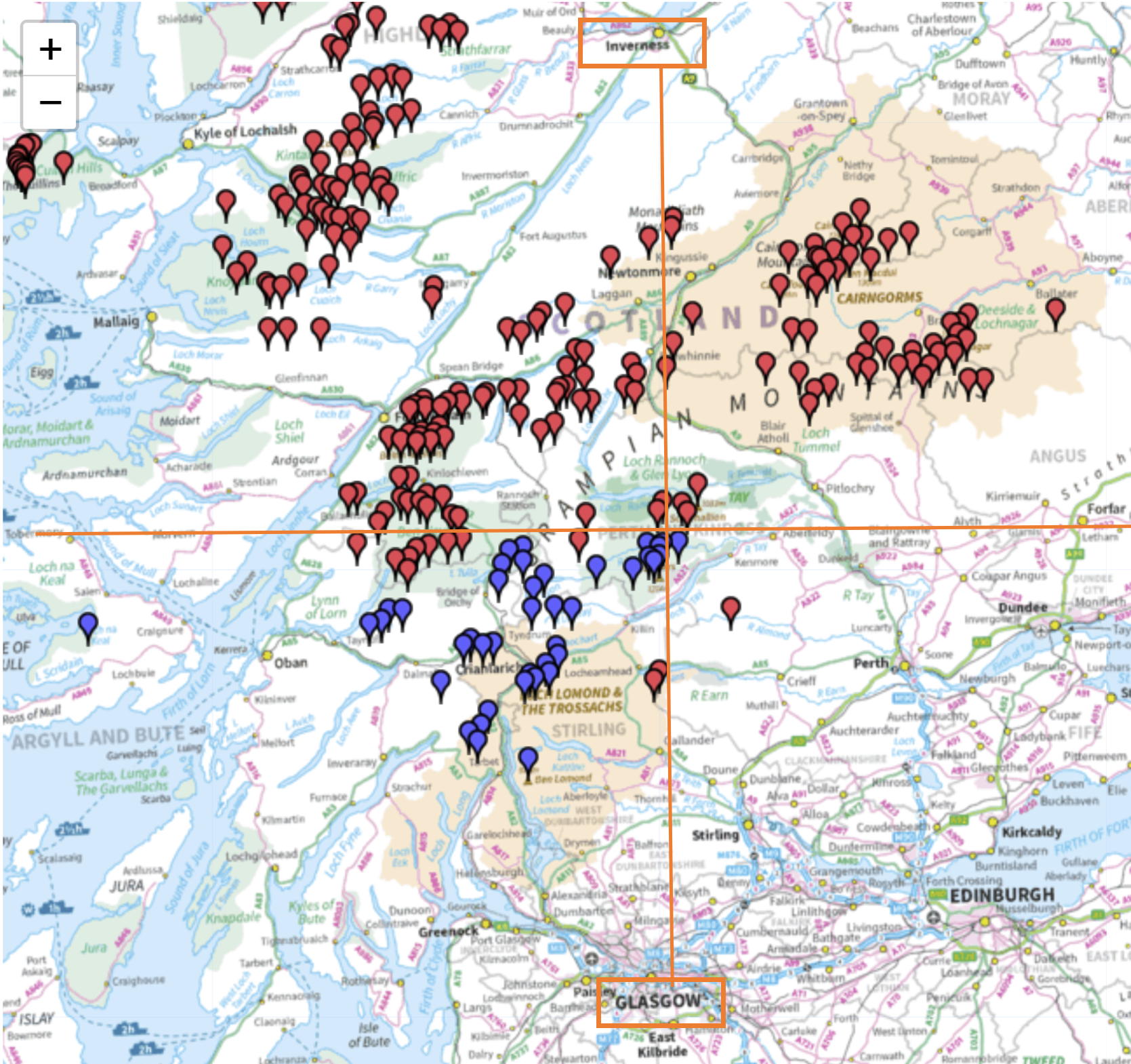 Glasgow or Inverness