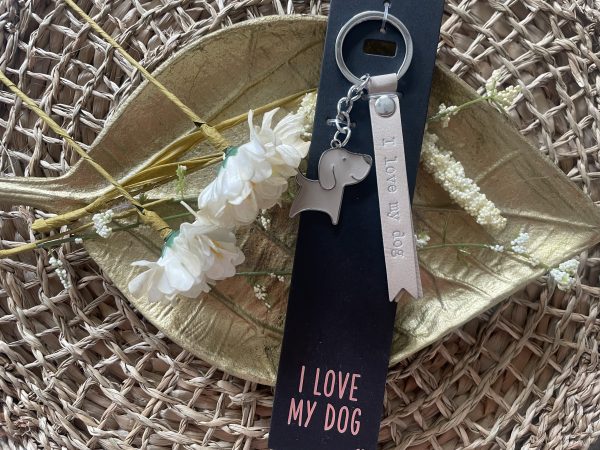 Sleutelhanger Bedel 'I love my dog'