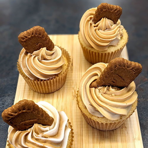 4 Biscoff topped cupcakes