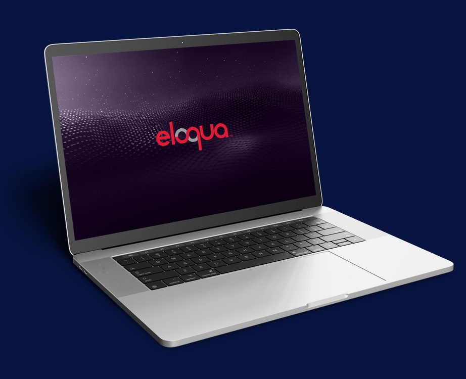 Laptop screen displaying the Eloqua marketing automation platform's interface