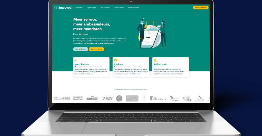 Laptop showing Smooved's website offering real estate services