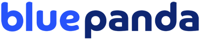 Logo of Bluepanda featuring a blue panda silhouette against a gradient blue background