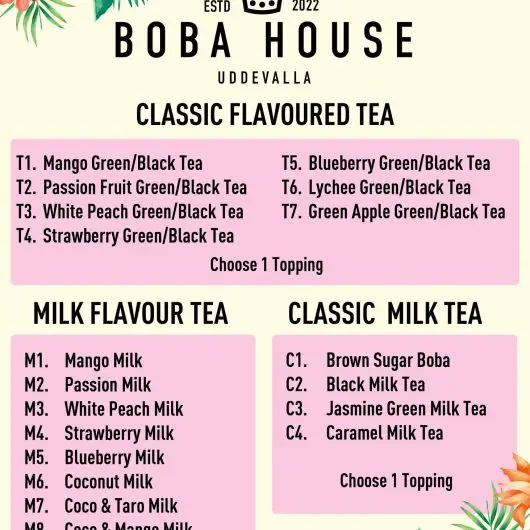 Boba House Uddevalla Meny - bobatea.se