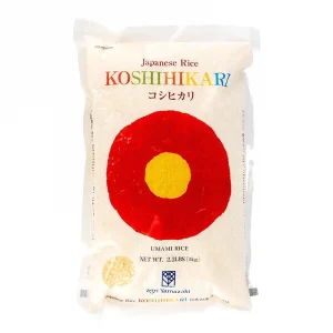 En stor säck av japansk Koshihikari ris, Japansk dashi, en söt och klibbigt ris.