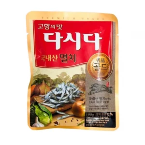En påse med koreansk Dashida, koreansk buljong på ansjovis, en djup smak av umami.
