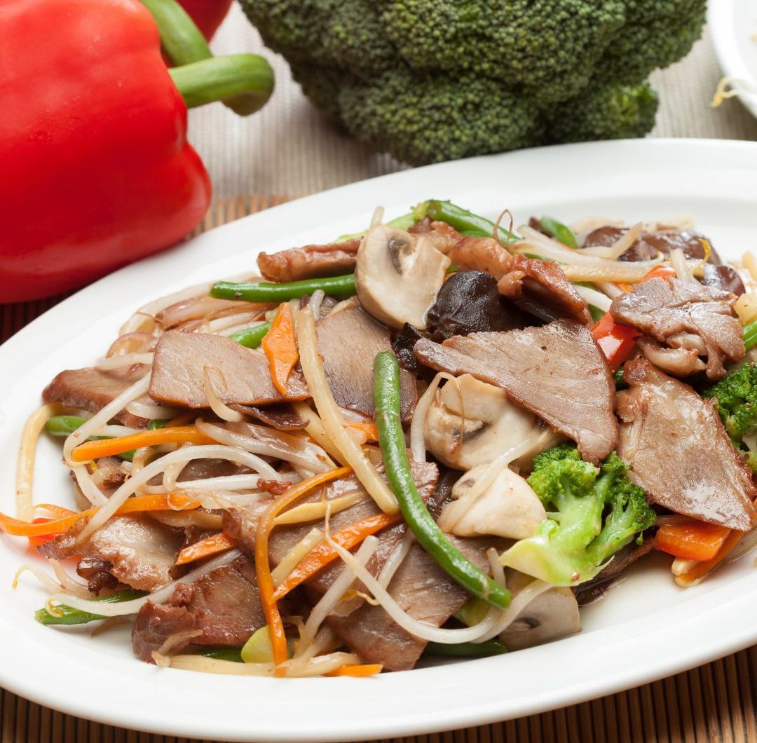 Chop Suey med Fläsk (Kinesisk Wokade Grönsaker med fläsk)