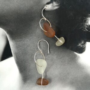 Boho – Brown and white sea glass earrings