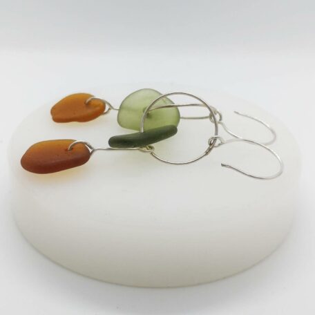 Rare orange sea glass earrings