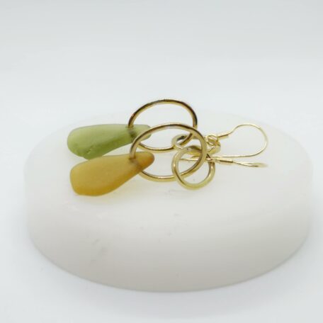 2 colored sea glass earring