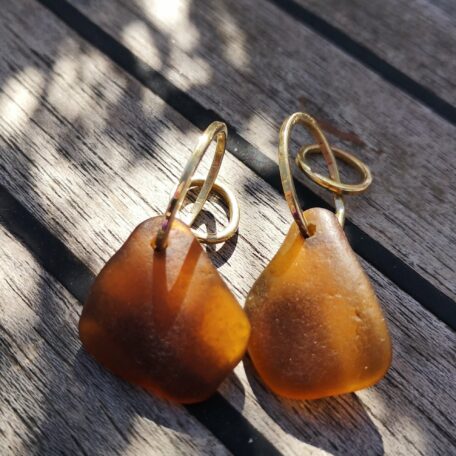 brown seaglass earrings